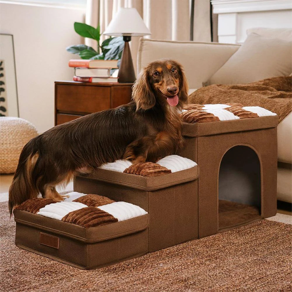 Stylish & Supportive Dog Steps with Storage - two models ('Condo' & 'Store-it')