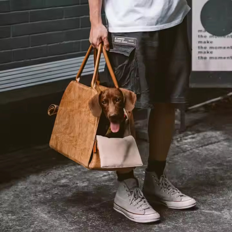 Premium PU Leather Dog Travel Bag 