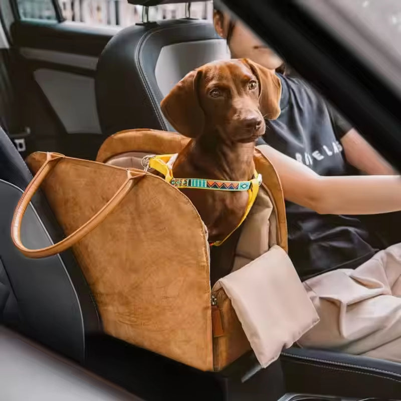 Premium PU Leather Dog Travel Bag 
