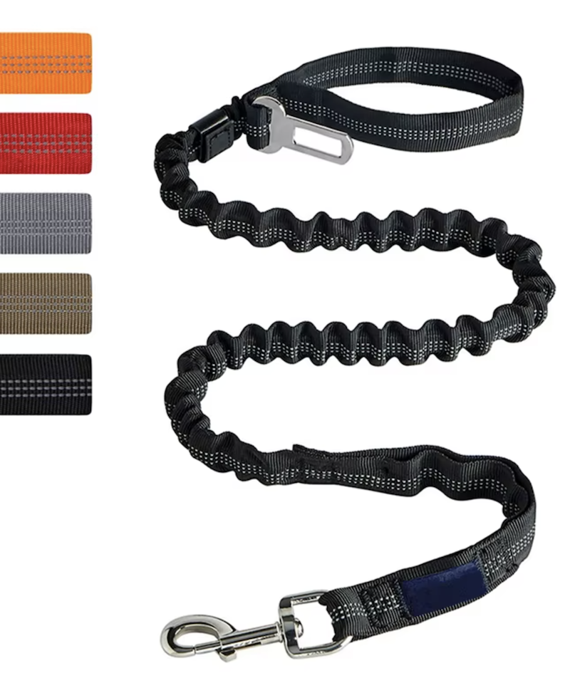 Shock Absorbing Reflective Dog Lead with Built in Car Seatbelt
