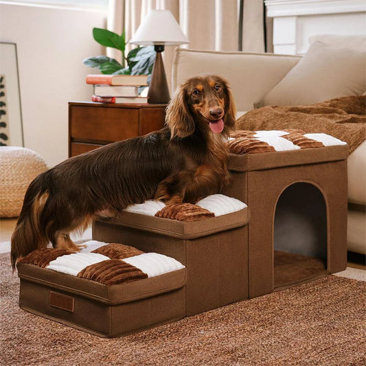 Stylish & Supportive Dog Steps with Storage - two models ('Condo' & 'Store-it')