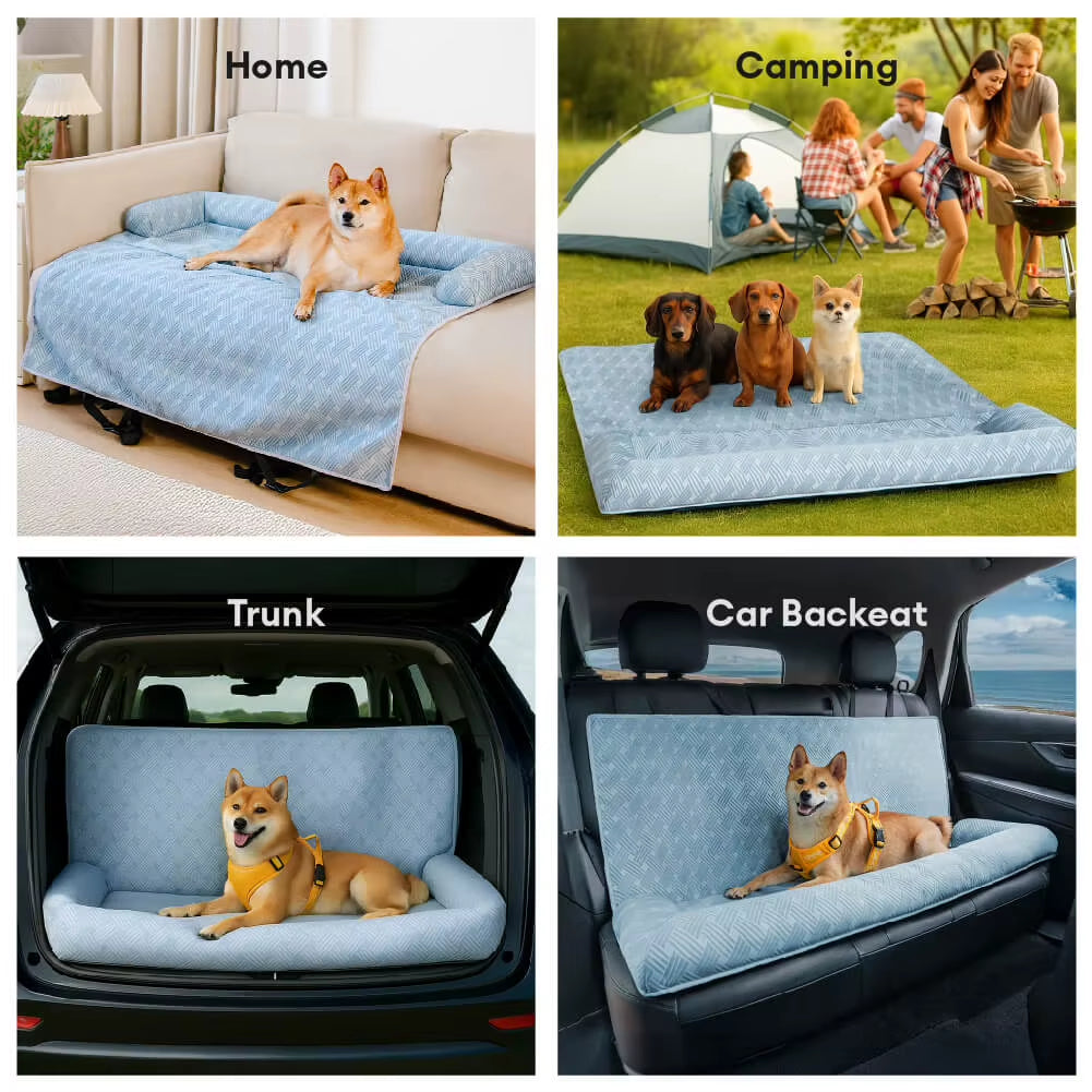 Cool Touch Dog Car Bed with Cooling Mat Technology 