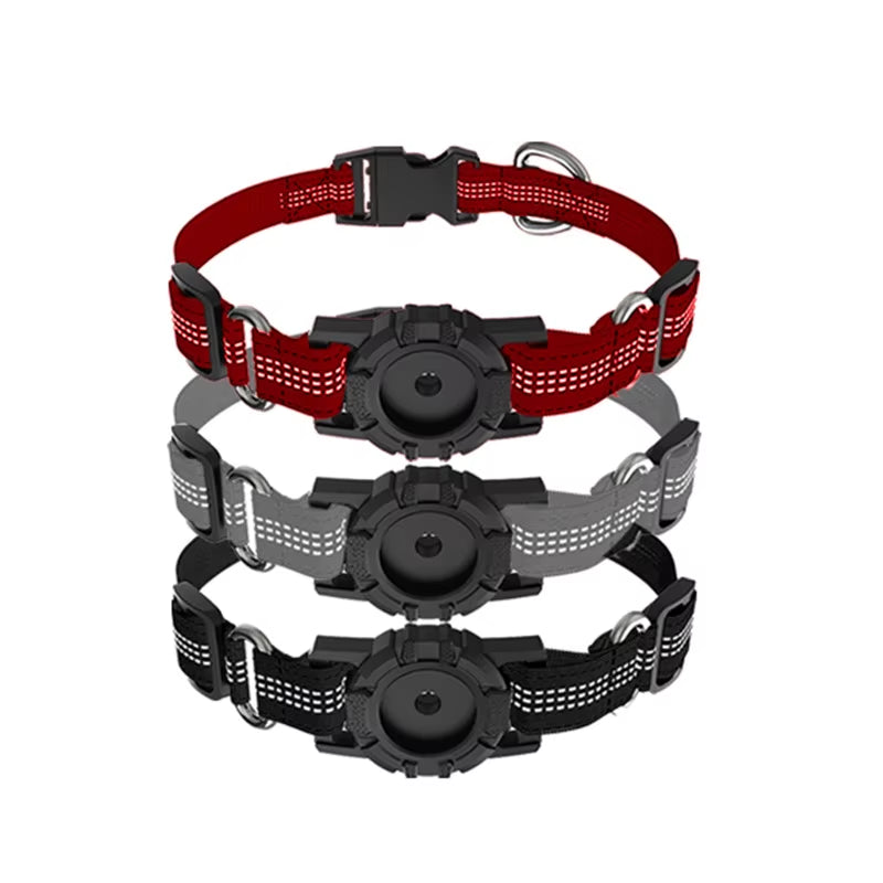 Reflective Dog Collar with Built-In Case for Airtag / GPS tracker