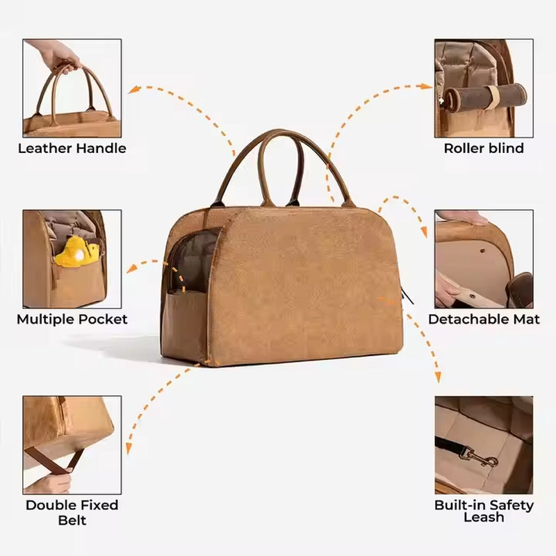 Premium PU Leather Dog Travel Bag 