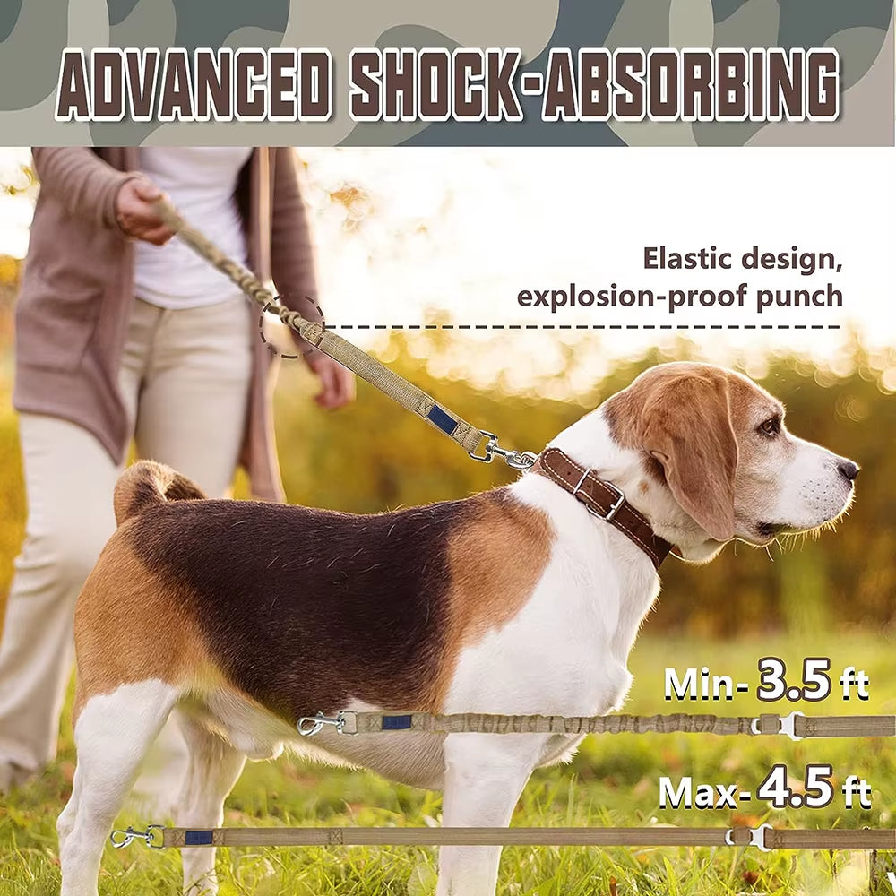 Shock Absorbing Reflective Dog Lead with Built in Car Seatbelt