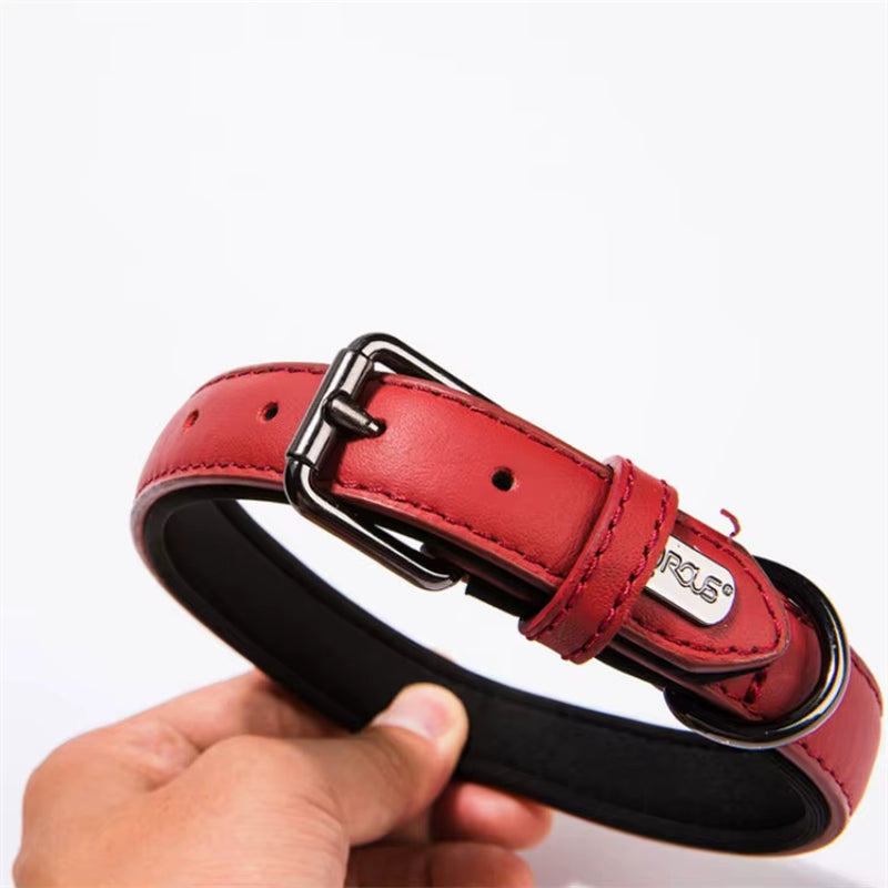 Rolled Leather Dog Collar Soft Durable Real Cow Leather Dogs Picture Solid High Quality, OEM Custom Pet Collar Leather Laser
